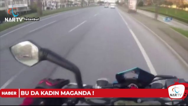 Motosikletli kadın maganda trafikte tehlike saçtı